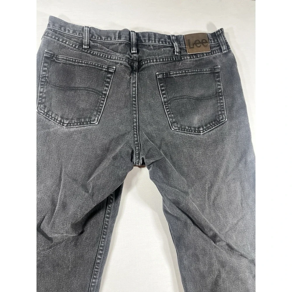 Lee Regular Fit Jeans Men's 38x29 Black Gray Denim Straight Leg 100% Cotton